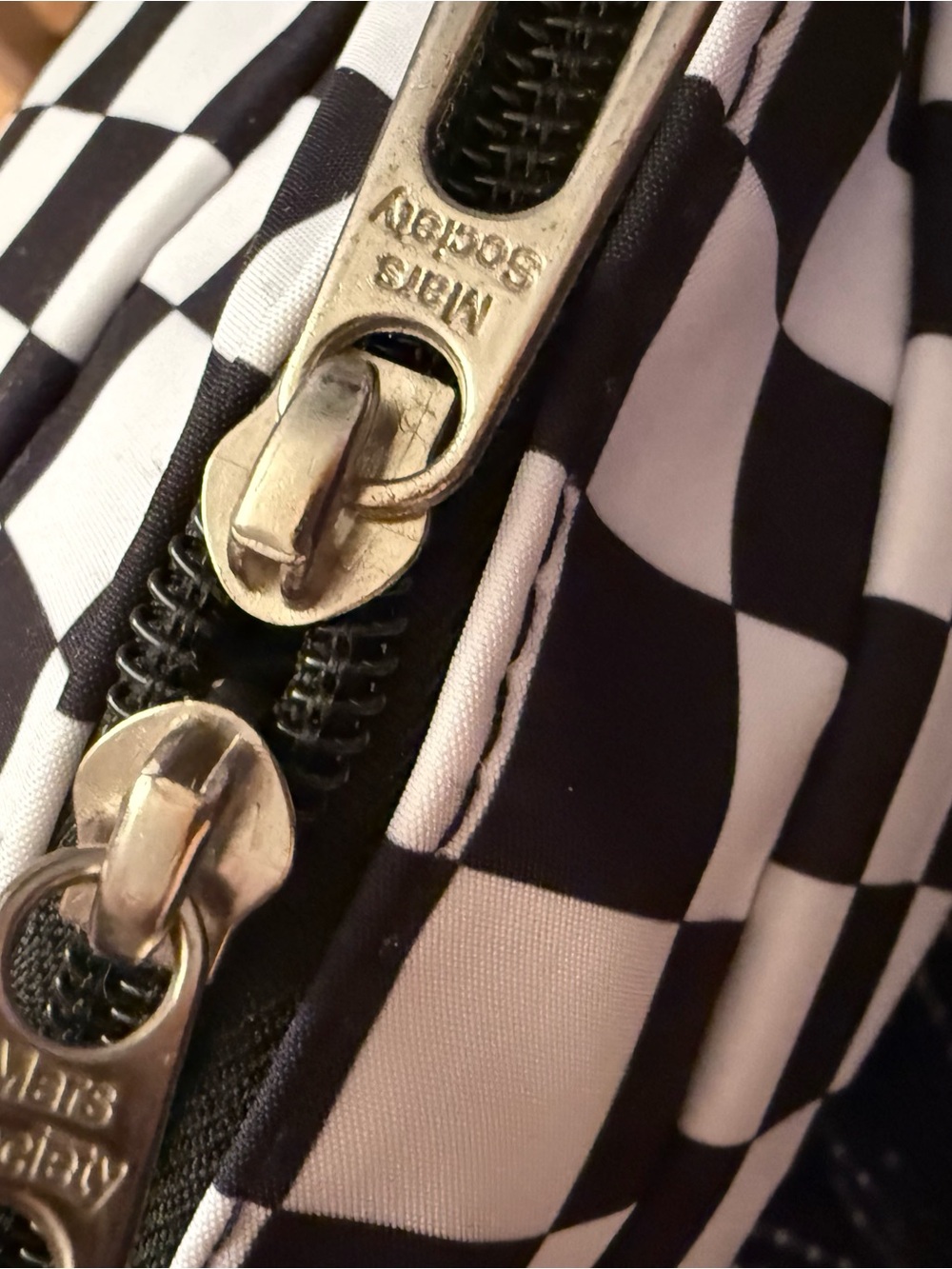 Society Black & White Checker Shoulder Bag with Chain - Picture 7 of 8